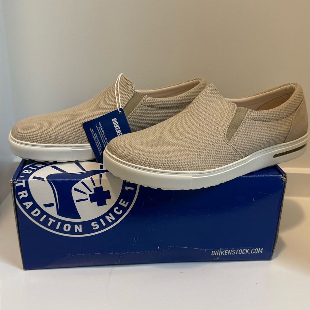 New Birkenstock Oswego Sandcastle Canvas Suede Slip On Casual Shoes Size M12